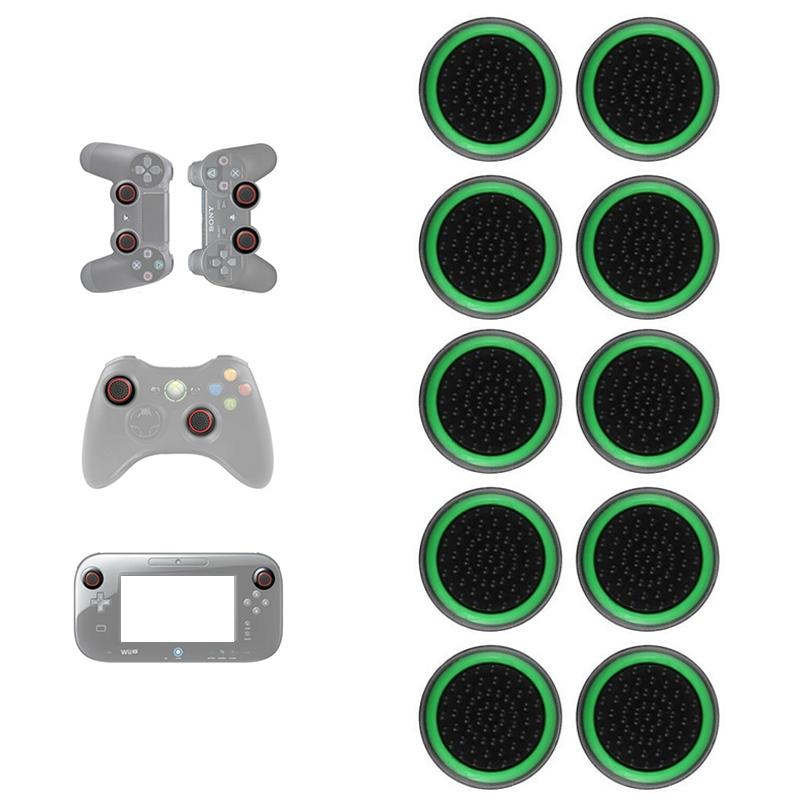 10-piece Luminous Gamepad Button Caps for Ps5 / Ps4 / Ps3 / Xbox one / 360 / Pro / Series x / s - Black Green Circle Tristar Online