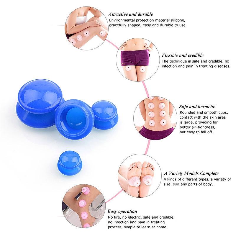 4-Piece Silicone Cupping Therapy Set For Body Massage - Blue Tristar Online