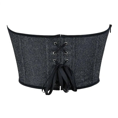 Gray Gothic Punk Crop Top Women Lacing Bandage Bustier With Zipper Plus Size S-Xxl - S Tristar Online