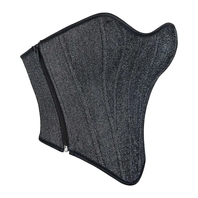Gray Gothic Punk Crop Top Women Lacing Bandage Bustier With Zipper Plus Size S-Xxl - M Tristar Online