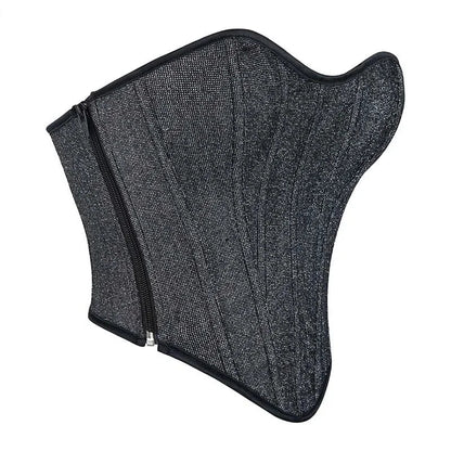 Gray Gothic Punk Crop Top Women Lacing Bandage Bustier With Zipper Plus Size S-Xxl - M Tristar Online