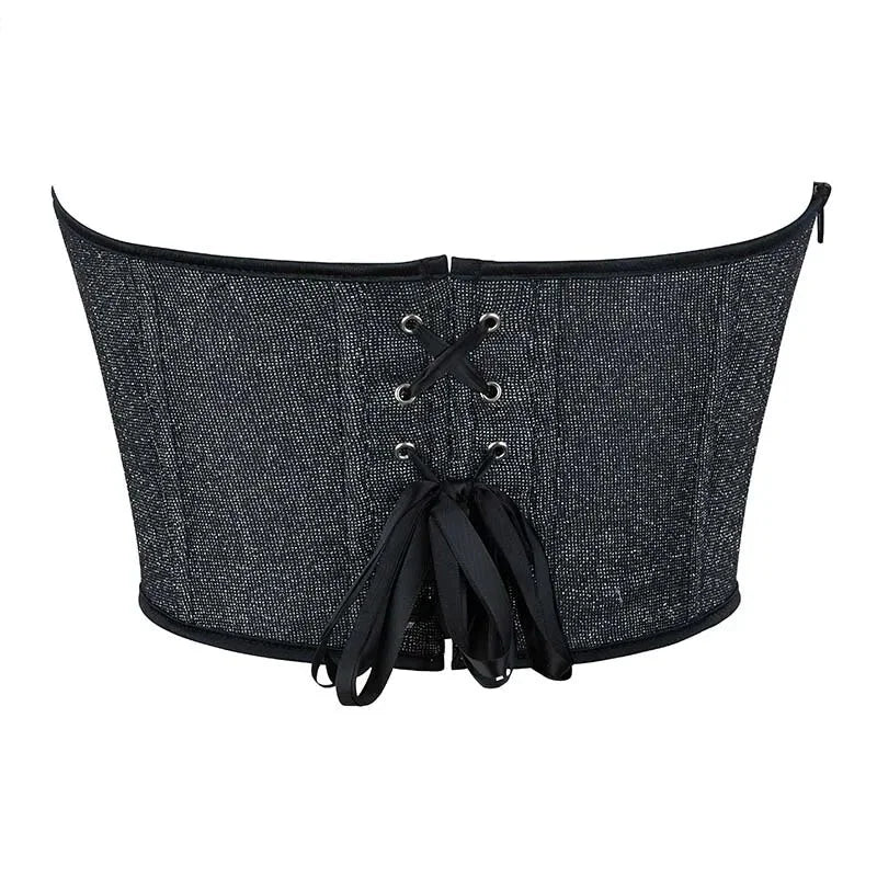 Gray Gothic Punk Crop Top Women Lacing Bandage Bustier With Zipper Plus Size S-Xxl - L Tristar Online