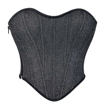 Gray Gothic Punk Crop Top Women Lacing Bandage Bustier With Zipper Plus Size S-Xxl - Xxl Tristar Online