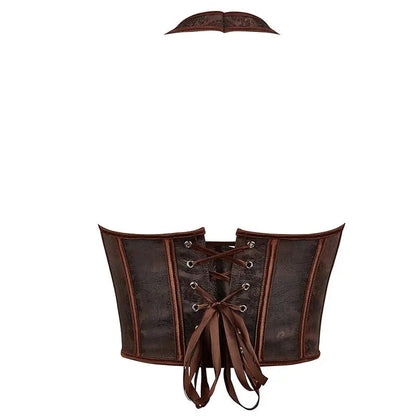 Fish Bone Jacquard Deep V-Neck Corset Crop Top With Halter Neck Plus Size - Xxxl Tristar Online