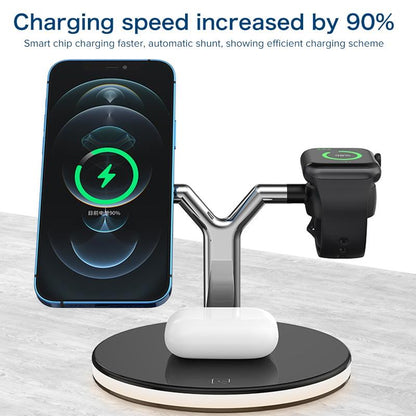15W 3 In 1 Magnetic Wireless Charger For Phones Watches And Airpods With Led Light - White Tristar Online