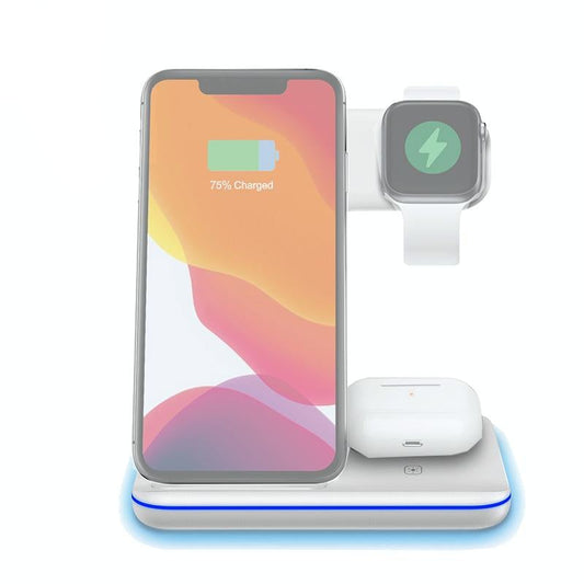 3 In 1 Magnetic Wireless Charger With Touch Ring Light - White Tristar Online