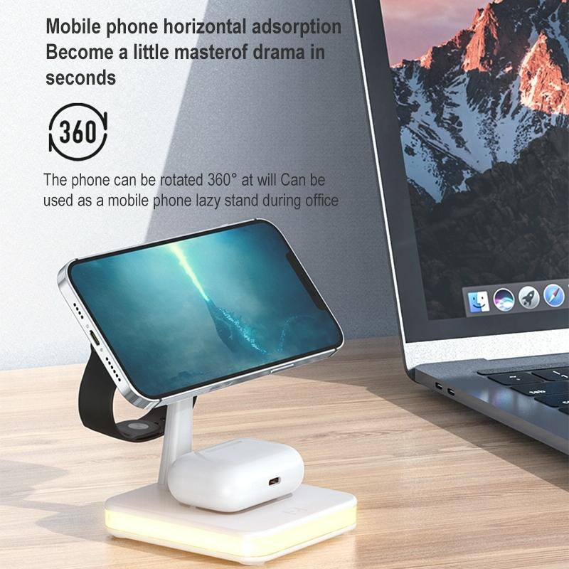 15W Wireless Fast Charger With 360° Rotating Holder - White Tristar Online