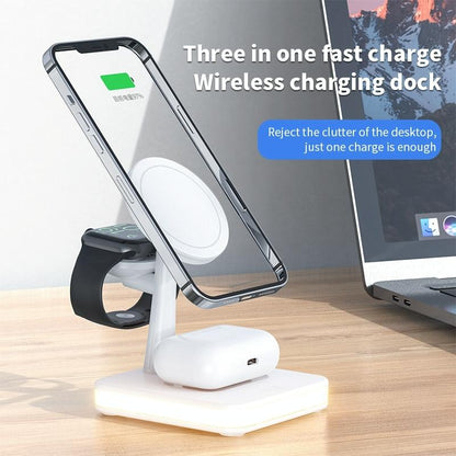 15W Wireless Fast Charger With 360° Rotating Holder - White Tristar Online