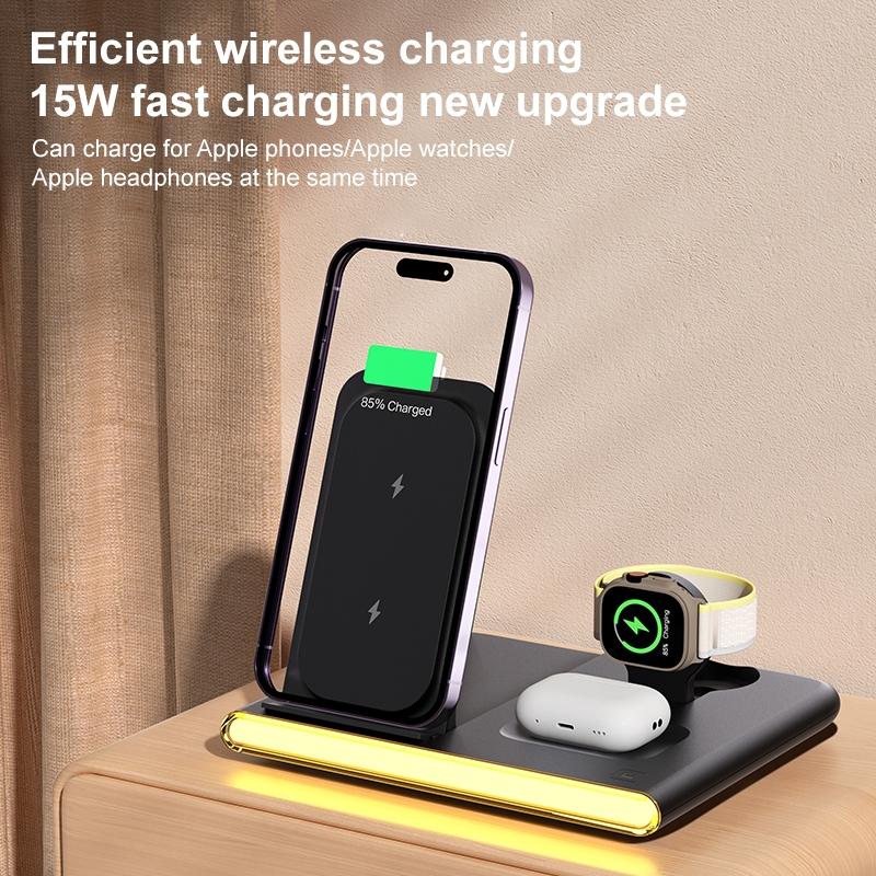 Foldable 15W Magnetic Wireless Charger With Ambient Light - White Tristar Online