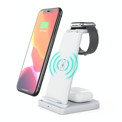 3 In 1 Foldable Charging Stand For Iphones Apple Watch And Airpods - White Tristar Online