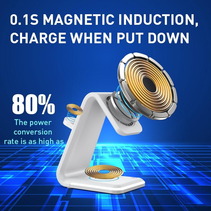 3 In 1 Magnetic Wireless Vertical Charger - White Tristar Online