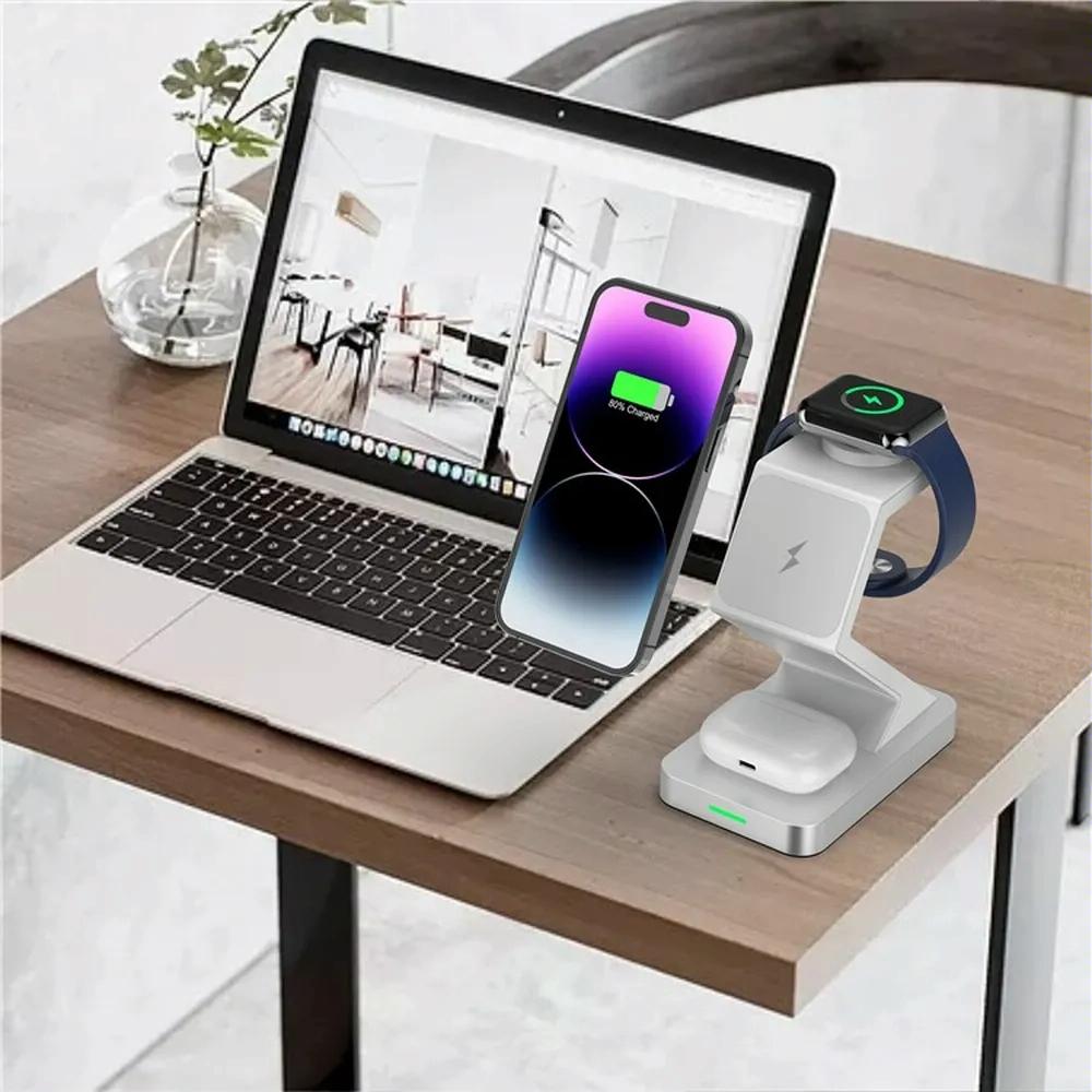 15W 3 In 1 Magnetic Wireless Charger For Iphone Watch Airpods - White Tristar Online