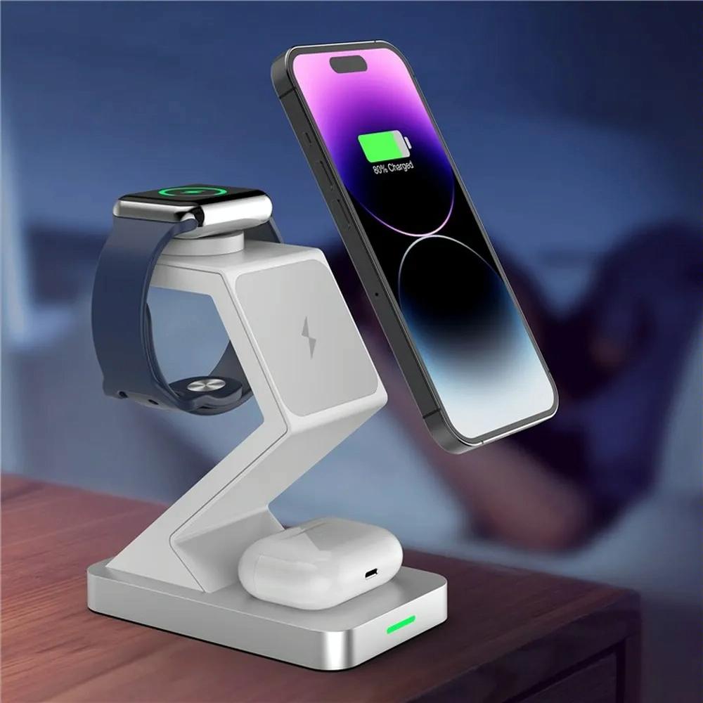 15W 3 In 1 Magnetic Wireless Charger For Iphone Watch Airpods - White Tristar Online