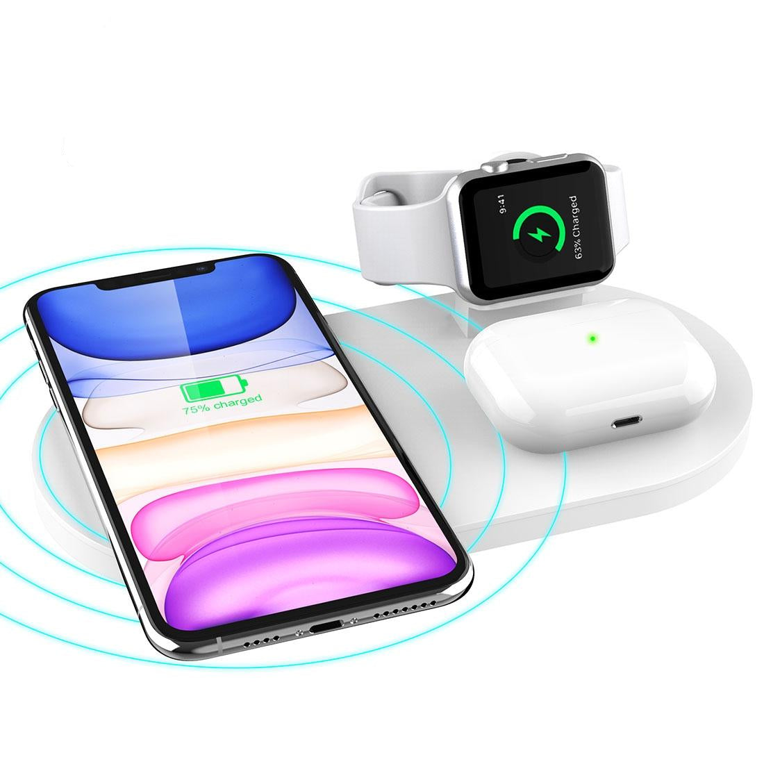3 In 1 Wireless Charger For Phones Iwatch Airpods - White Tristar Online