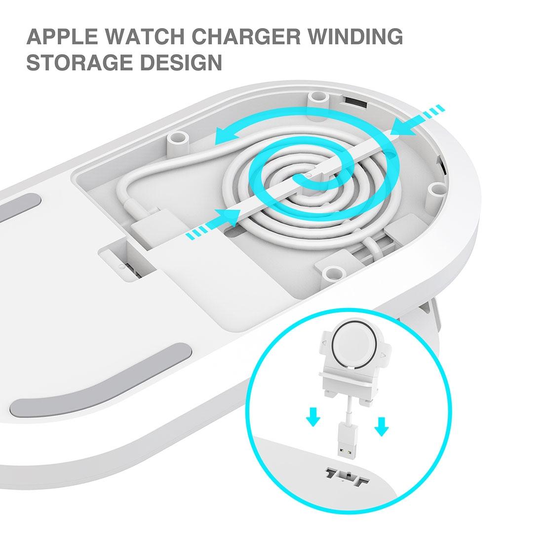 3 In 1 Wireless Charger For Phones Iwatch Airpods - White Tristar Online