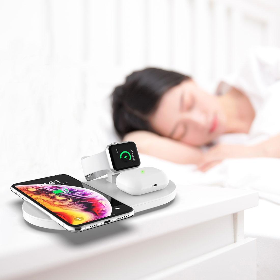 3 In 1 Wireless Charger For Phones Iwatch Airpods - White Tristar Online