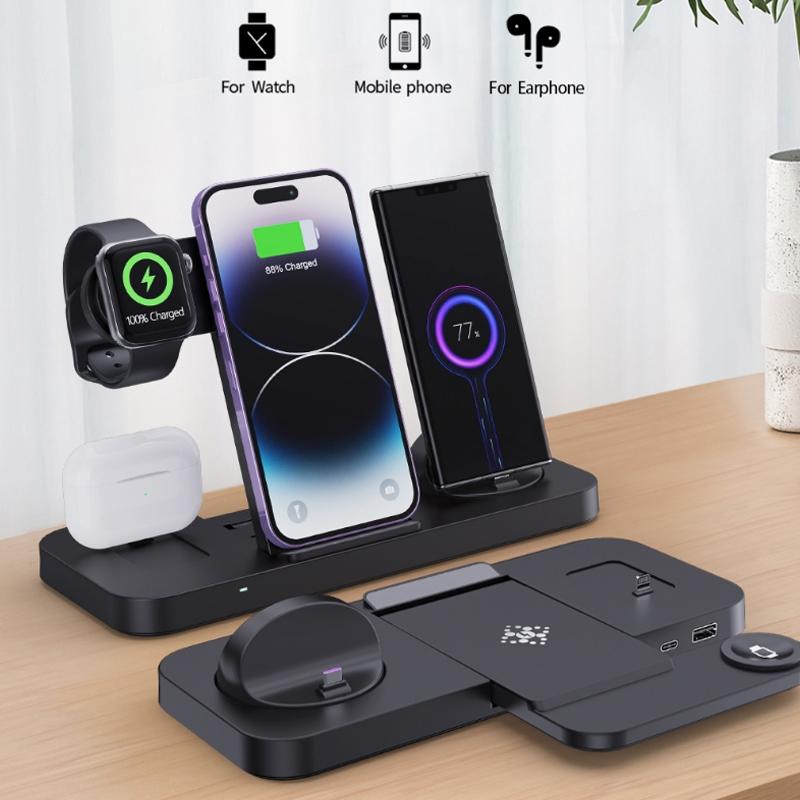 6 In 1 Foldable Vertical Wireless Charger - White Tristar Online