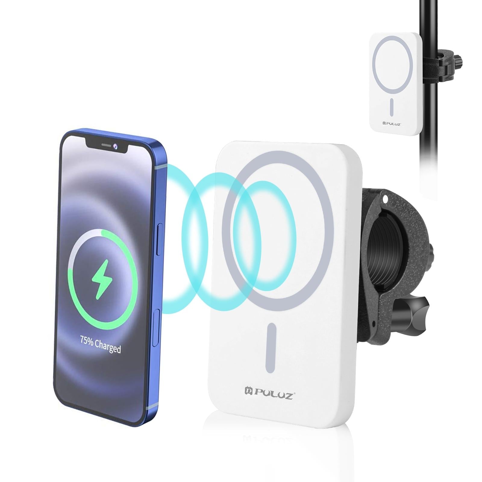 15W Magnetic Wireless Charger With Vlogging Phone Clamp - White Tristar Online