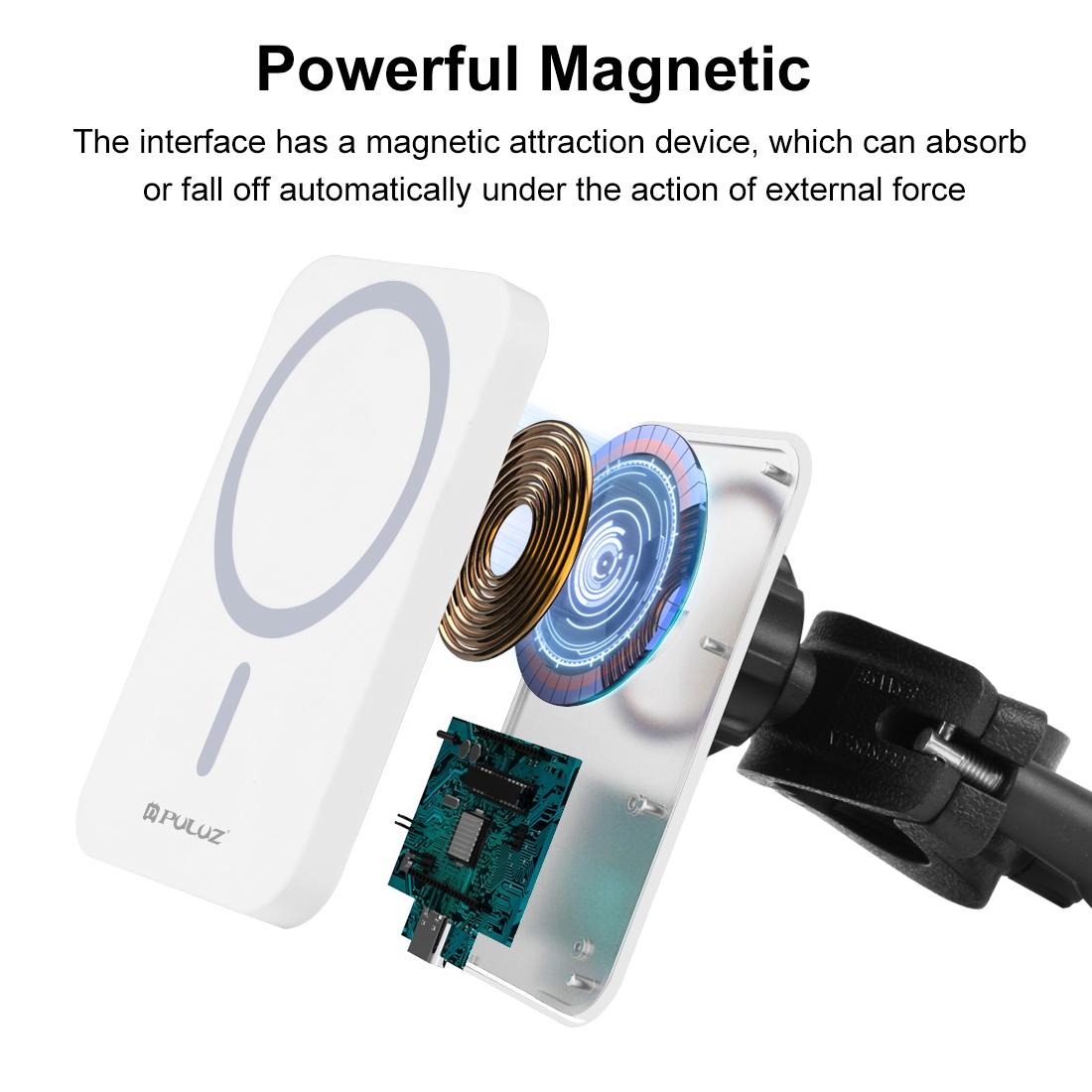 15W Magnetic Wireless Charger With Vlogging Phone Clamp - White Tristar Online