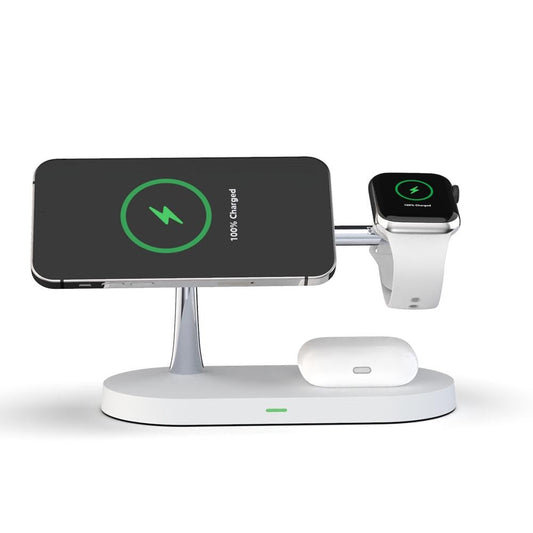 15W 5 In 1 Magnetic Wireless Charger For Iphone 12 & Apple Watch & Airpods - White Tristar Online