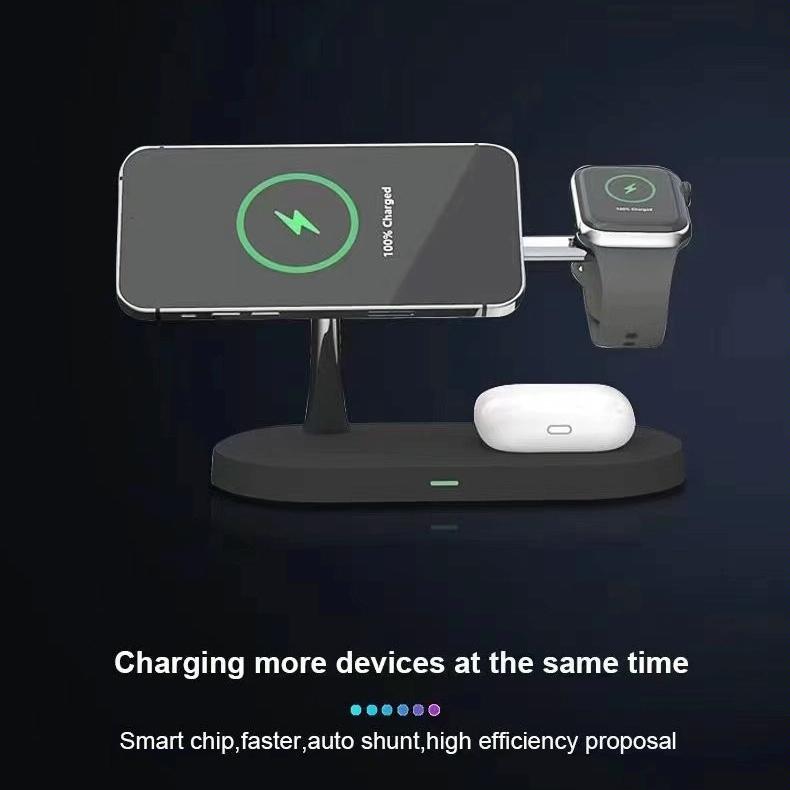 15W 5 In 1 Magnetic Wireless Charger For Iphone 12 & Apple Watch & Airpods - White Tristar Online