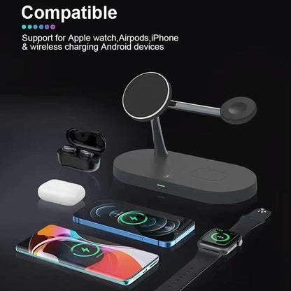 15W 5 In 1 Magnetic Wireless Charger For Iphone 12 & Apple Watch & Airpods - White Tristar Online
