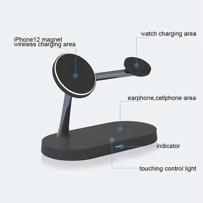15W 5 In 1 Magnetic Wireless Charger For Iphone 12 & Apple Watch & Airpods - White Tristar Online
