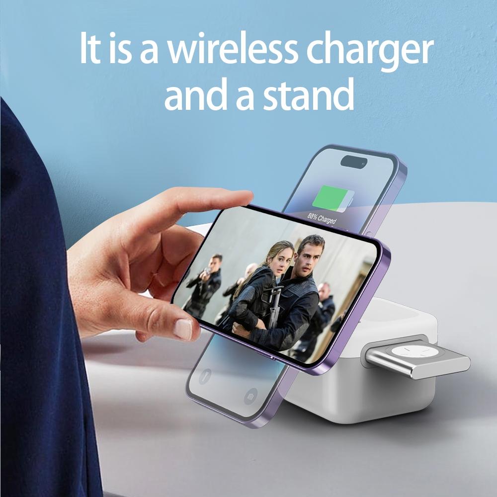 15W 3 In 1 Magnetic Wireless Charger White Tristar Online