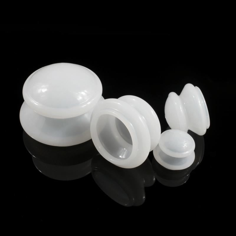 4-Piece Silicone Cupping Therapy Set For Body Massage - White Tristar Online