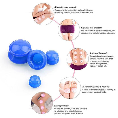 4-Piece Silicone Cupping Therapy Set For Body Massage - White Tristar Online