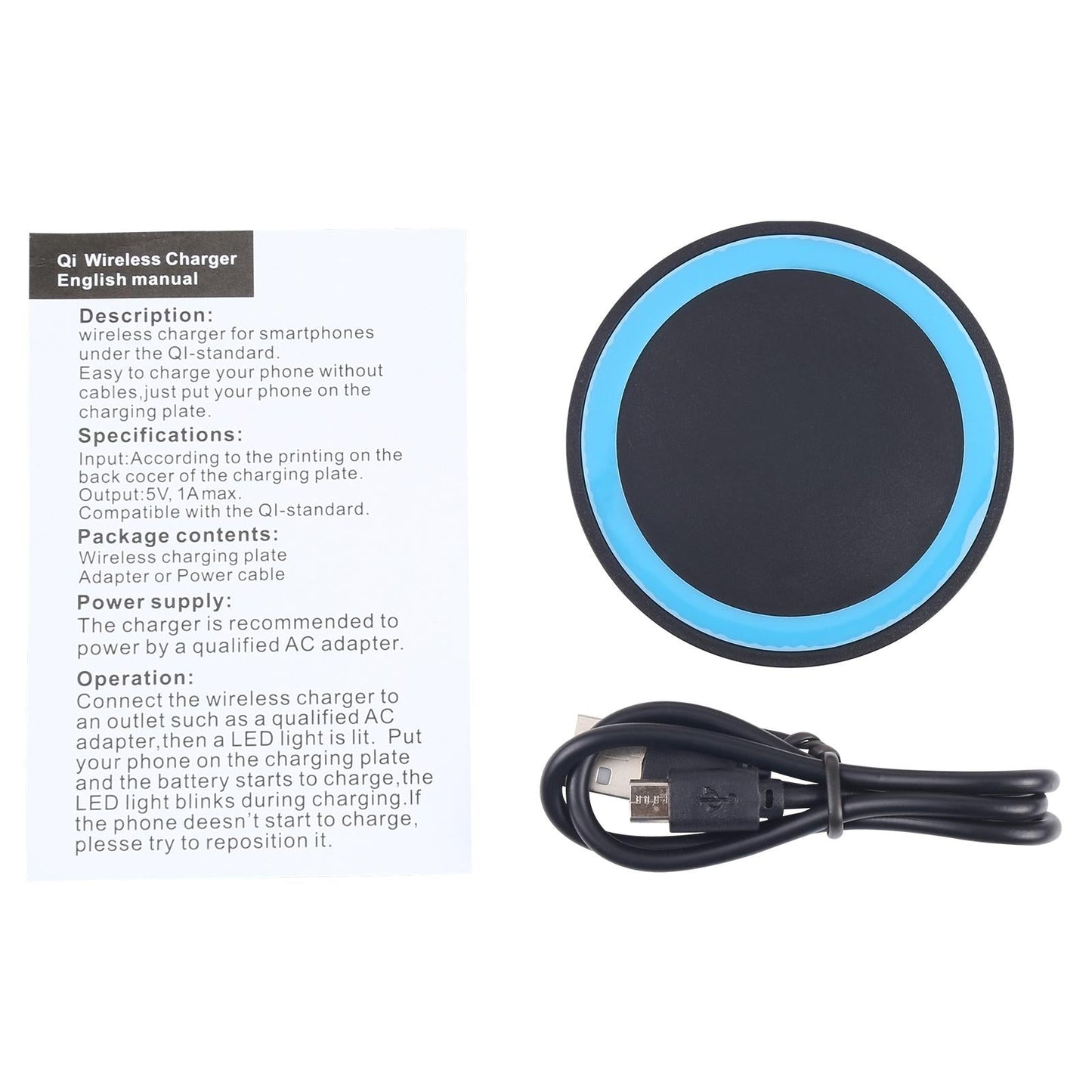Universal 5W Round Wireless Charger - Black + White Tristar Online