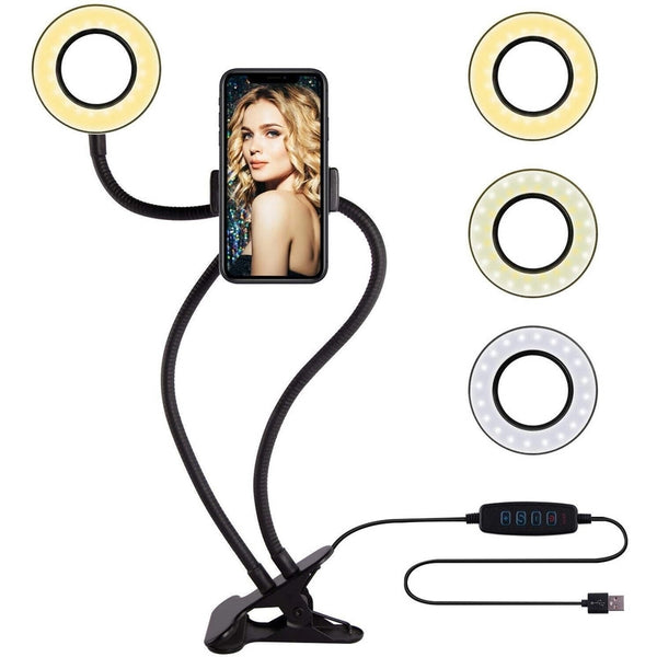 Professional Live Stream Ring Light with Phone Mount Holder Selfie USB Lighting Tristar Online