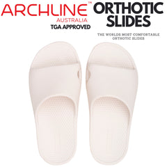 Archline Rebound Orthotic Slides Flip Flop Thongs Slip On Arch Support - White - Euro 46