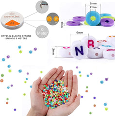 7860pcs 28 Colors 6mm Flat Round Ceramics Polymer Clay Bead Alphabet Beads Jewelry Making Kit