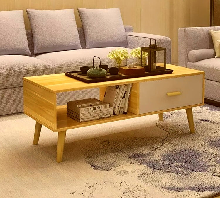 NNECN Coffee Table with Storage Drawer and Open Shelf Tristar Online
