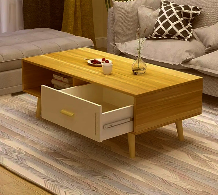 NNECN Coffee Table with Storage Drawer and Open Shelf Tristar Online