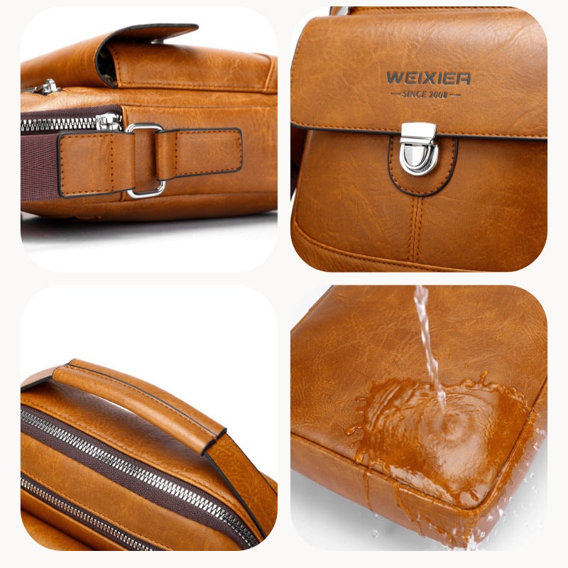 Premium PU Leather Crossbody Bag for Men - Vintage Black Shoulder Bag Tristar Online