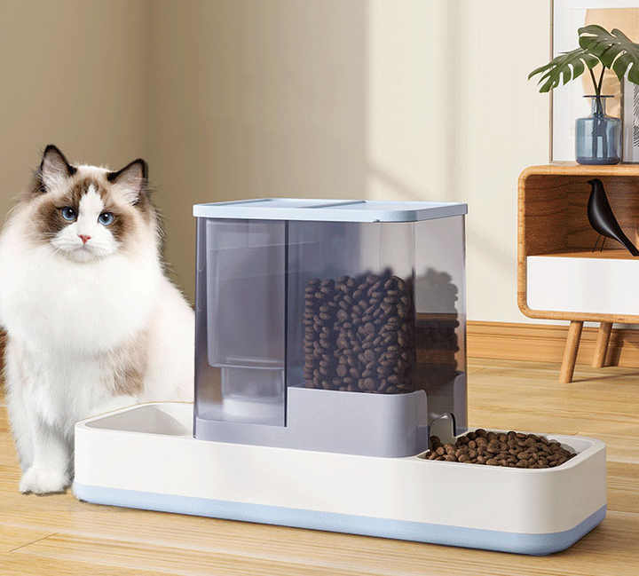 Grey 2-in-1 Automatic Pet Water and Food Dispenser - Gravity Feeder for Cats and Dogs Tristar Online