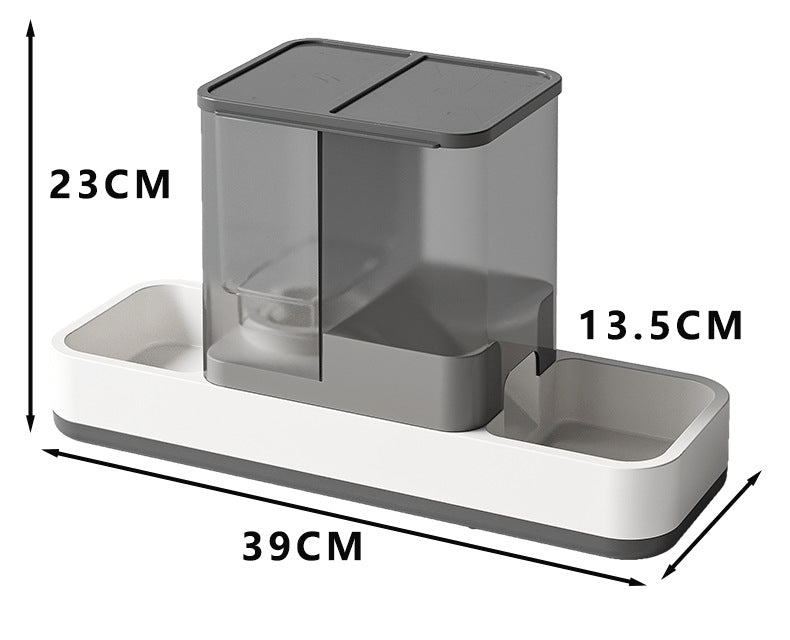 Grey 2-in-1 Automatic Pet Water and Food Dispenser - Gravity Feeder for Cats and Dogs Tristar Online