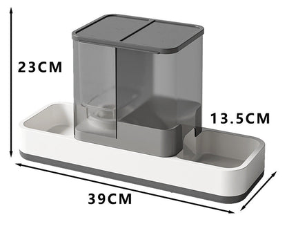 Grey 2-in-1 Automatic Pet Water and Food Dispenser - Gravity Feeder for Cats and Dogs Tristar Online