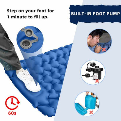 Green Portable Outdoor Inflatable Mat - Foot-Operated Camping Sleeping Pad Tristar Online