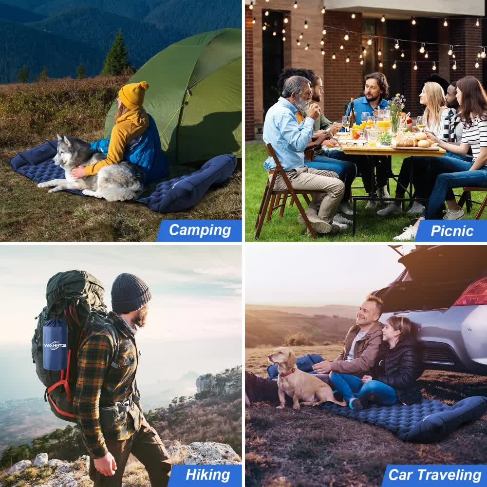 Green Portable Outdoor Inflatable Mat - Foot-Operated Camping Sleeping Pad Tristar Online