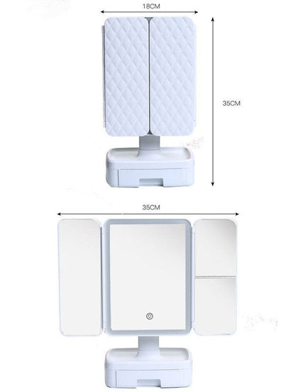 Elegant Tri-Fold Shell LED Vanity Mirror - Smart Makeup Gift with Storage & Illumination Tristar Online