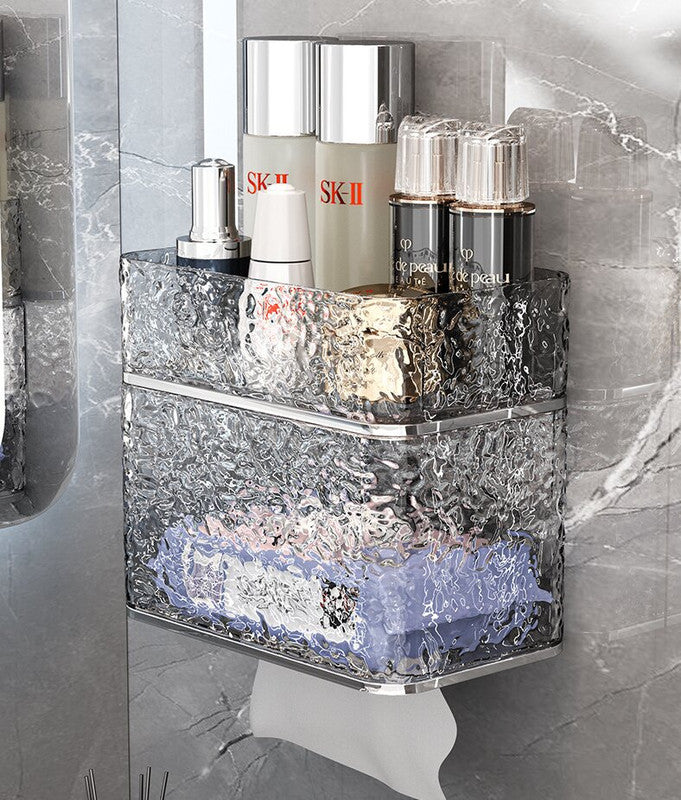 2PCS Stylish Double-Layer Transparent Wave-Textured Tissue Box Holder - Stylish Bathroom Storage Tristar Online