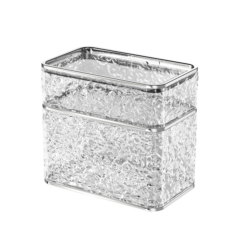 2PCS Stylish Double-Layer Transparent Grey Wave-Textured Tissue Box Holder - Stylish Bathroom Storage Tristar Online