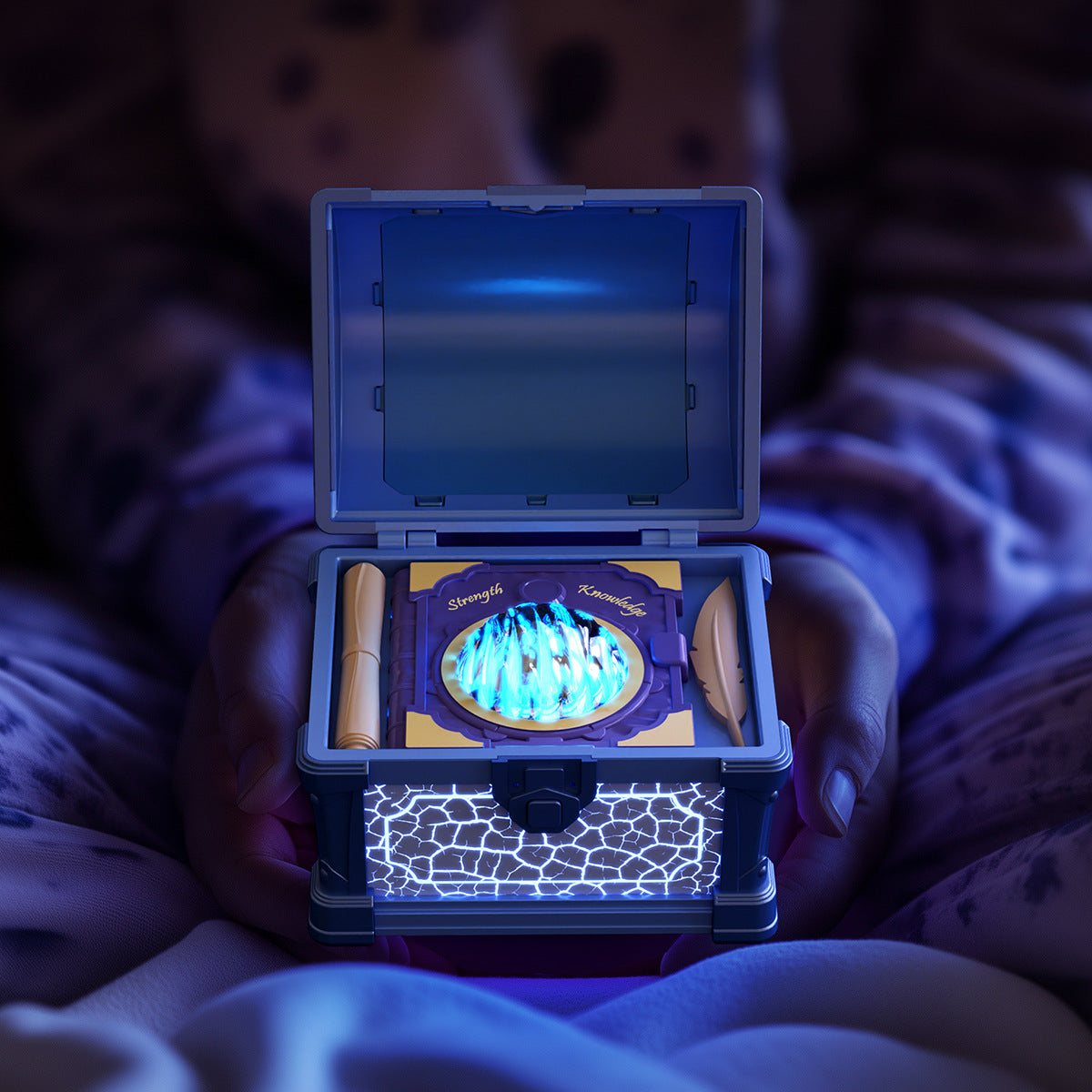 Treasure Chest Projection Lamp with Bluetooth Speaker and Mood Light, Blue Tristar Online