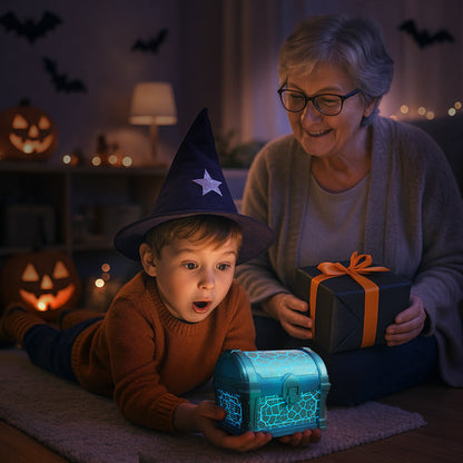 Treasure Chest Projection Lamp with Bluetooth Speaker and Mood Light, Blue Tristar Online