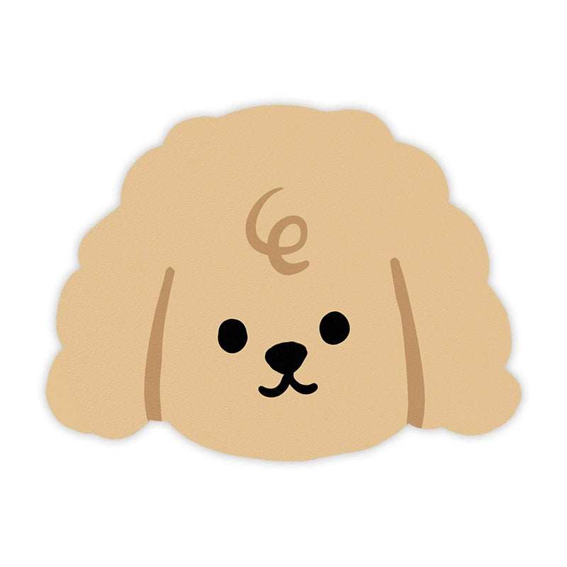 2 Pcs Style 4 Khaki Puppy pattern Cartoon Pet Feeding Mat for Cats & Dogs - Absorbent Diatom Mud Splash-Proof Mat, Easy to Clean Tristar Online