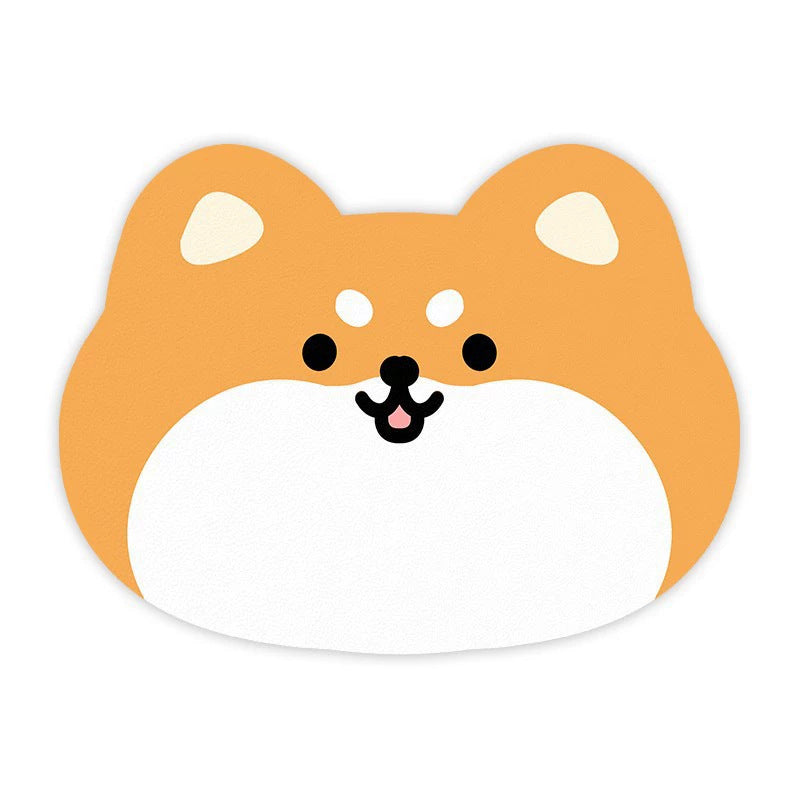 2 Pcs Style 9 Yellow Puppy pattern Cartoon Pet Feeding Mat for Cats & Dogs - Absorbent Diatom Mud Splash-Proof Mat, Easy to Clean Tristar Online