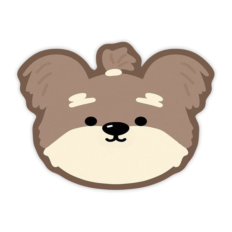 2 Pcs Style 10 Brown Puppy pattern Cartoon Pet Feeding Mat for Cats & Dogs - Absorbent Diatom Mud Splash-Proof Mat, Easy to Clean Tristar Online